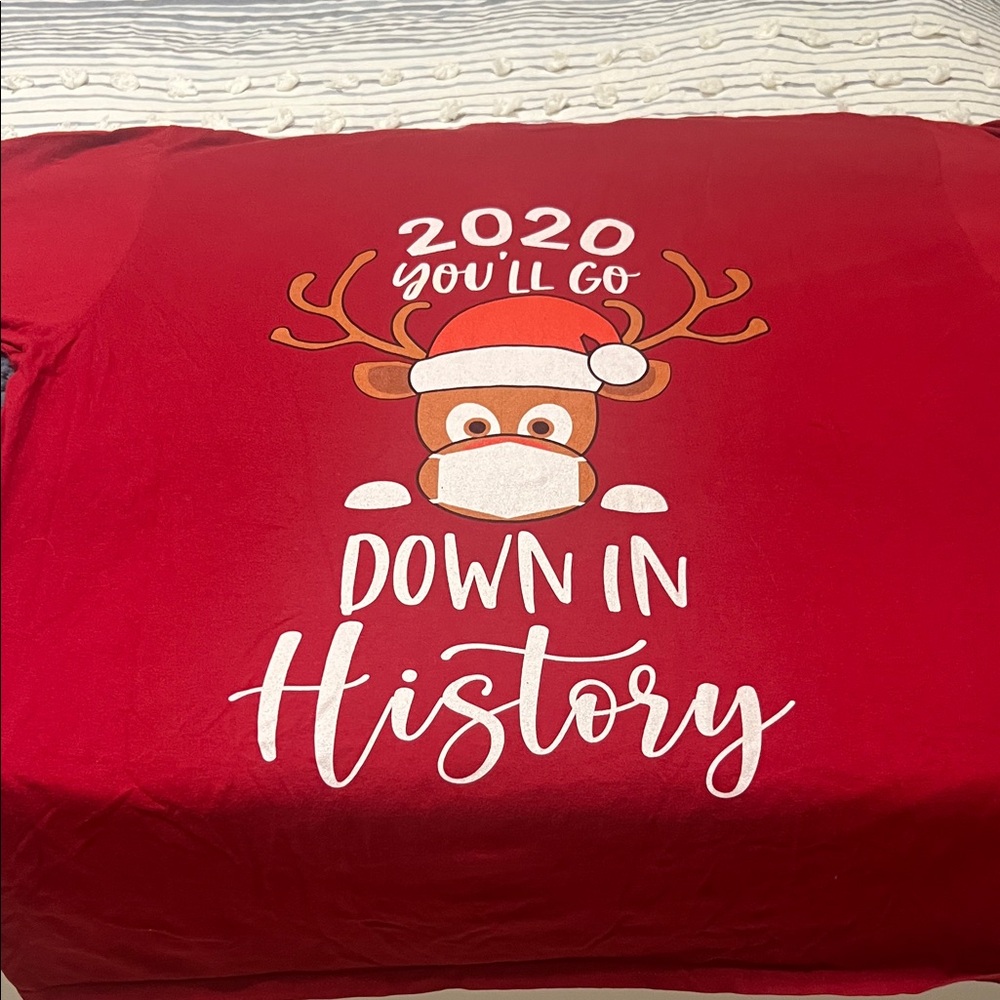 Festive Red Holiday Shirt with Reindeer Design